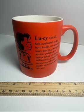 Vintage hallmark Orange Lucy Character Ceramic Coffee Mug Charlie Brown